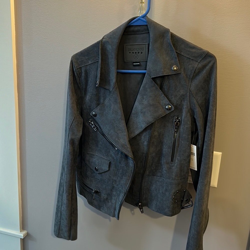 NWT BLANK NYC blue suede jacket size small